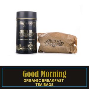 Good Morning Organic Breakfast Tea Bags with Charity Tea Signature tin