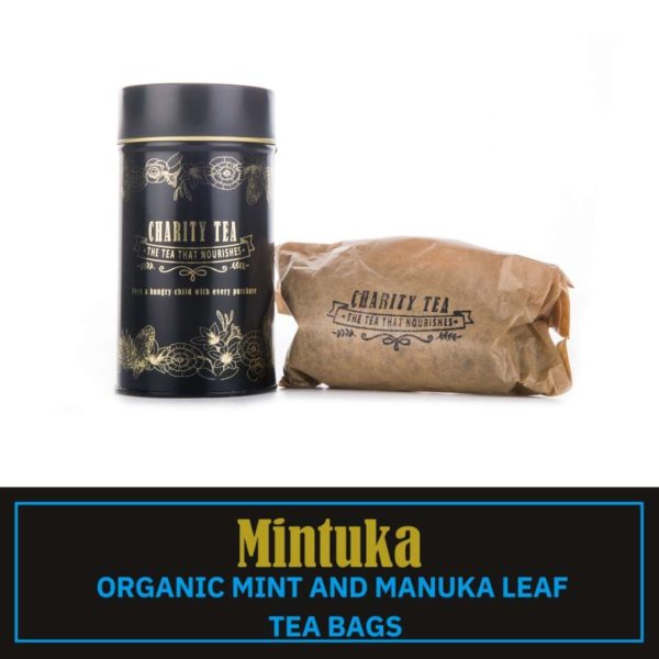 Mintuka Organic Mint Tea Bags with Charity Tea Signature tin